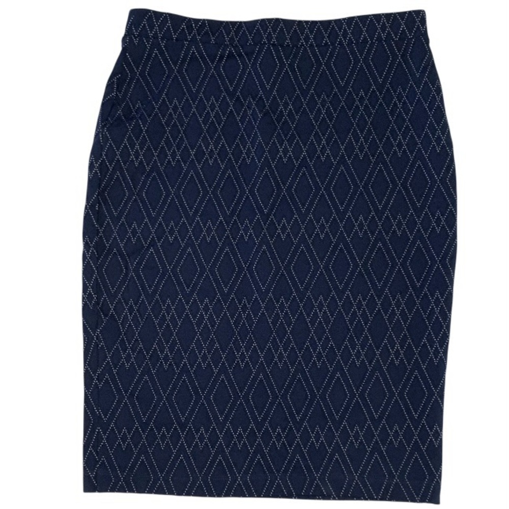 LEOTA Navy Geometric Design Pencil Skirt Sz S